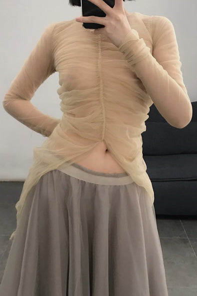 marc le bihan chevron gauze T-shirt 2809 POUSSIERE